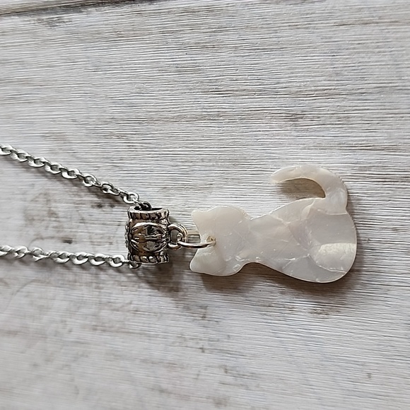 Fashion Jewelry Jewelry - Acrylic  Cat Charm Necklace 16inch stainless steel  chain